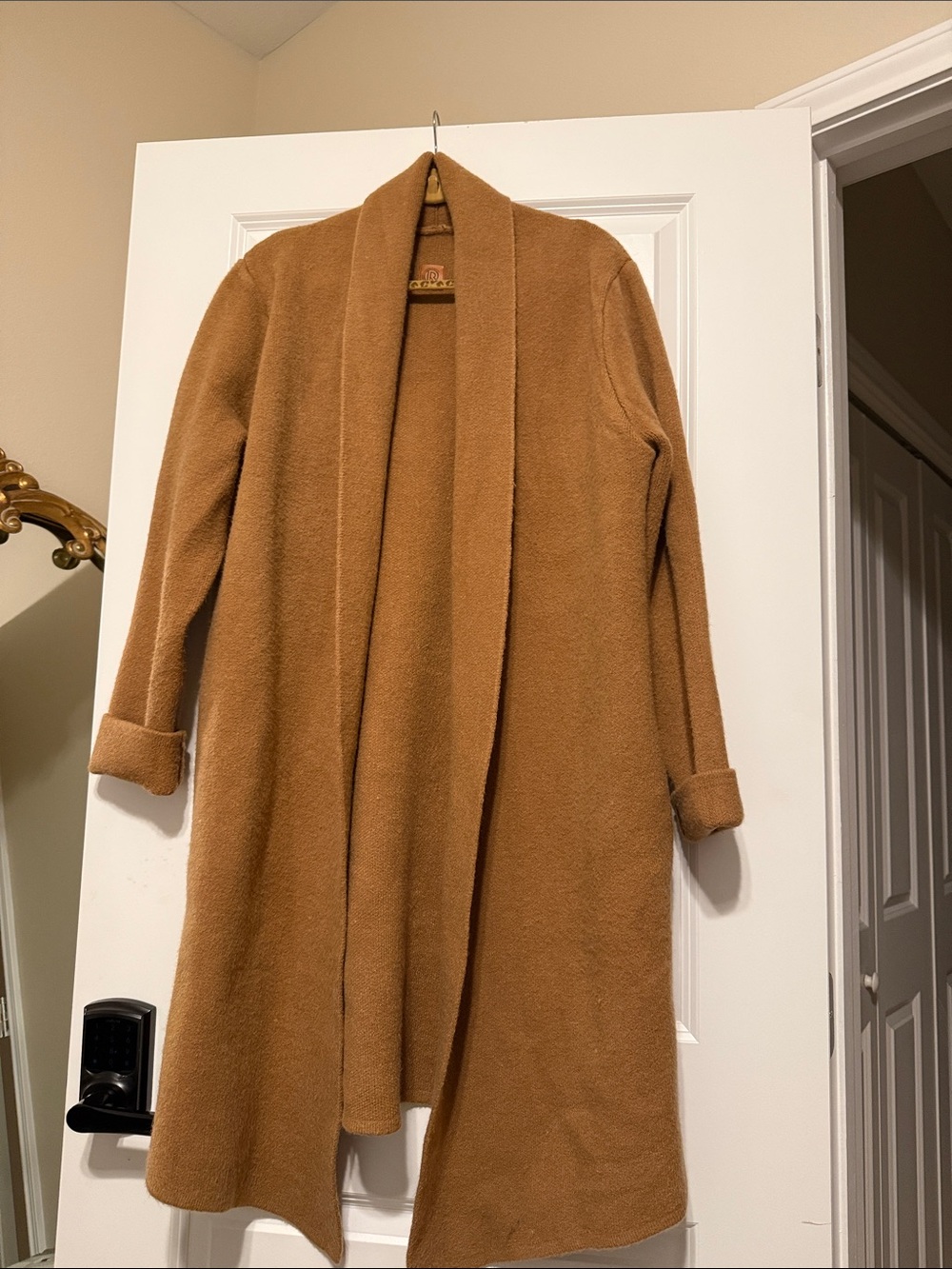 Cozy Open-Front Camel Cardigan Sweater